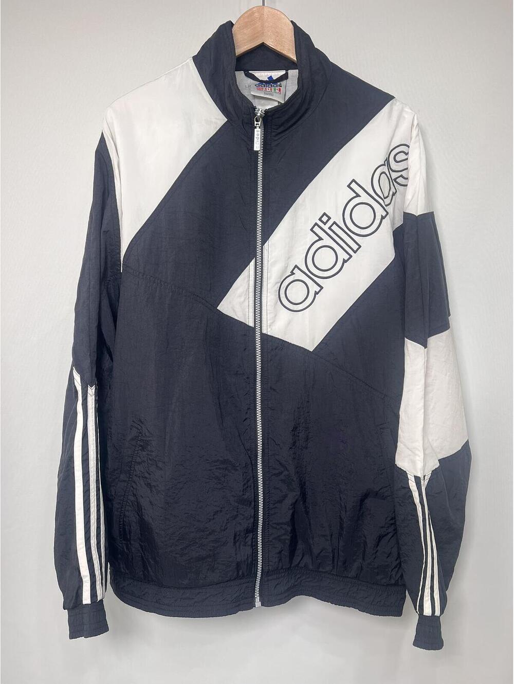 Vintage Adidas Black and White Windbreaker Jacket Unisex Adults